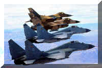 Die 29+08 in Formation mit den US Agressors im Jahre 1999 �ber Nellis AFB/USA.